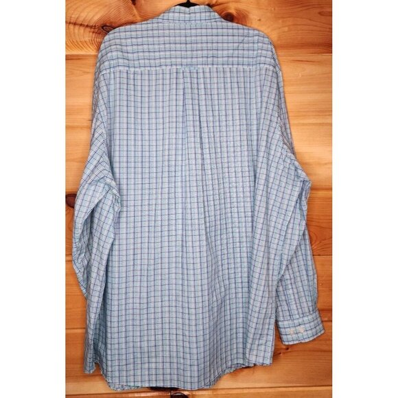 Saddlebred Easy Care Gray Teal Plaid Lightweight Button Down Mens 3XTL - Picture 10 of 16